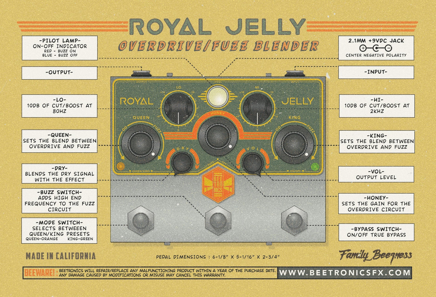 Beetronics Royal Jelly Pedal Para Guitarra